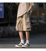 Drawstring Waist Plain Cargo Shorts