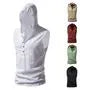 Sleeveless Hooded Henley Plain Top
