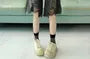 Mid Rise Washed Distressed Denim Wide Leg Shorts