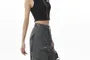 Set: Mid Waist Plain Baggy Cargo Pants + Waist Chain