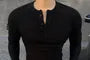 Long-Sleeve Plain Henley Collar Tee
