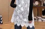 Spaghetti Strap V-Neck Plain Sheer Lace Mini A-Line Dress