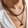 Set of 2: Bead Pendant String Necklace + Bead Necklace