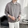 Long-Sleeve Half Zip Plain Polo Shirt