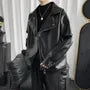 Plain Faux Leather Zip Biker Jacket