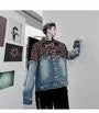 Plaid Panel Distressed Denim Jacket