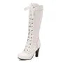 Lace Panel Lace Up High Heel Knee High Boots