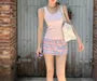 Scoop Neck Plain Tank Top / Mid Rise Plaid Mini Pencil Skirt