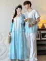 Couple Matching Short-Sleeve Gradient Shirt / Sleeveless Maxi A-Line Dress / Cardigan