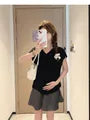 Maternity Cap Sleeve V-Neck Plain T-Shirt / Elastic Waist Plain Mini A-Line Skort
