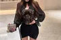 V-Neck Lace Crop Camisole Top / Stand Collar Plain Mesh Shrug