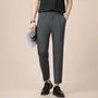 Mid Rise Plain Crop Straight Leg Pants