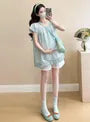 Maternity Short-Sleeve Plain Blouse / Shorts / Set