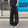 Drawstring Waist Plain Straight Leg Cargo Pants