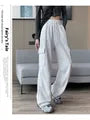 Drawstring Waist Plain Wide Leg Cargo Sweatpants