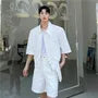 Set: Elbow-Sleeve Plain Zip Jacket + Mid Rise Shorts