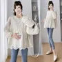 Maternity Long-Sleeve Lace Flowy Blouse