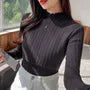 Maternity Long-Sleeve Mock Neck Plain Lettuce Edge Nursing Knit Top