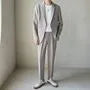 Set: Plain Single-Button Blazer + Tapered Dress Pants