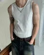 Round Neck Plain Ribbed Panel Tank Top