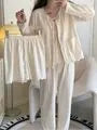 Lace Trim Pajama Camisole Top / Light Jacket / Pants / Shorts / Set