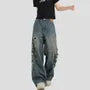 Low Waist Washed Distressed Baggy Jeans