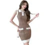Sleeveless Collar Contrast Trim Mini Bodycon Dress