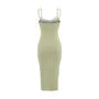 Spaghetti Strap Keyhole Panel Lace Midi Sheath Dress