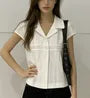 Short Sleeve V-Neck Plain Loose-Fit Shirt