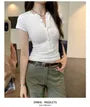 Short-Sleeve Henley Neck Plain T-Shirt