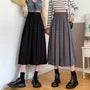High Waist Pleated Midi A-Line Skirt