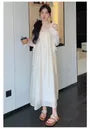 Maternity Plain Crop Cardigan / Spaghetti Strap Maxi A-Line Dress