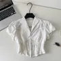 Short-Sleeve Lace Corset Crop Shirt