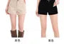 High Waist Plain Buckle-Back Denim Shorts