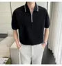 Short-Sleeve Contrast Trim Zip Polo Shirt
