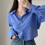 Long-Sleeve Plain Crop Shirt
