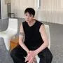 Round Neck Plain Fleece Tank Top