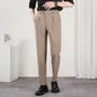 Mid Rise Plain Cropped Tapered Dress Pants