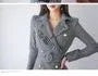 Long-Sleeve Double Breasted Houndstooth Sheath Dress
