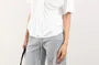 Short-Sleeve V-Neck Plain Shirred T-Shirt