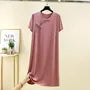 Short-Sleeve Frog Buttoned Midi Pajama Dress