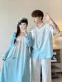 Couple Matching Short-Sleeve Gradient Shirt / Sleeveless Maxi A-Line Dress / Cardigan