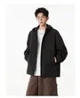 Hooded Drop Shoulder Plain Zip Windbreaker