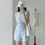 Sleeveless Button-Up Plain Romper