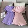 2XL - Short-Sleeve Plain Hood Zip Romper