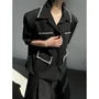 Short-Sleeve Plain Rhinestone Single-Breasted Light Jacket