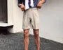 High Waist Plain Roll Up Hem Shorts