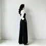 Long-Sleeve Crew Neck Two Tone Jumpsuit