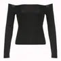 Long Sleeve Off-Shoulder Plain Slim-Fit Top