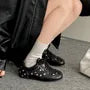Hidden Wedge Polka Dot Lace-Up Faux Leather Sneakers